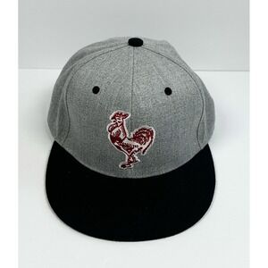 Gray & Black Rooster Hot Sauce Embroidered Snapback Hat Flat Brim Adjustable Cap